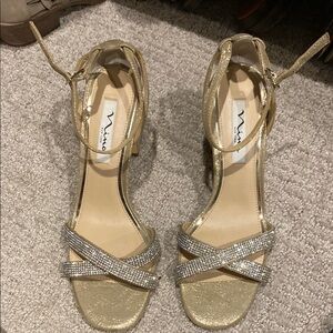 Nina Gold and Silver Strappy Heels